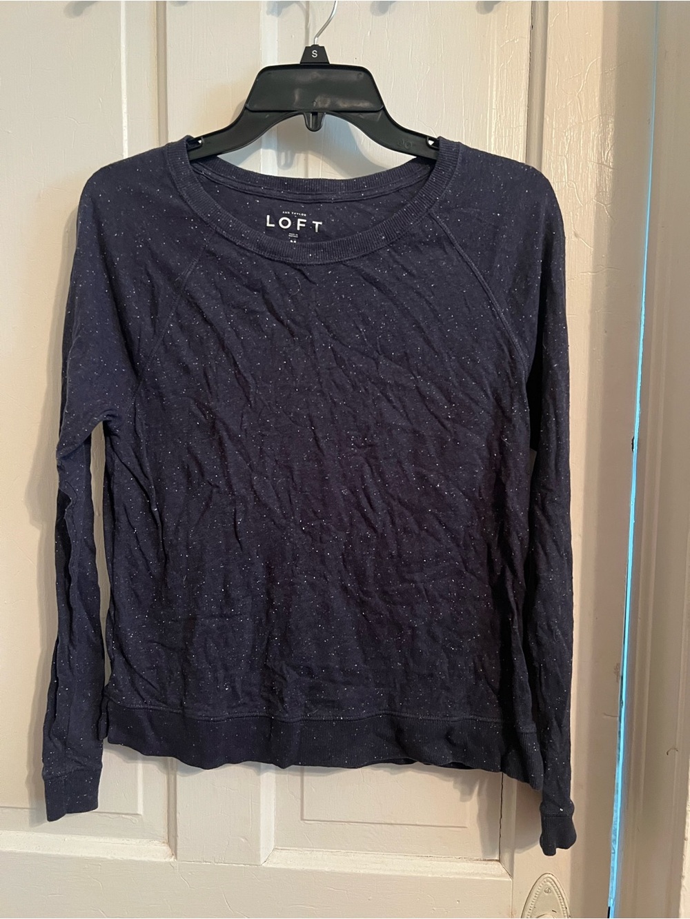 LOFT Navy Speckled Crewneck Sweatshirt